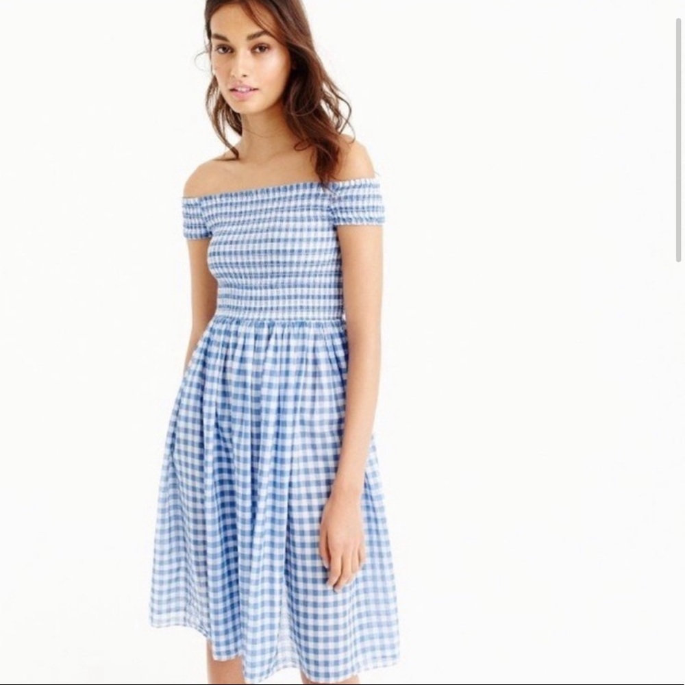 Jcrew blue gingham dress